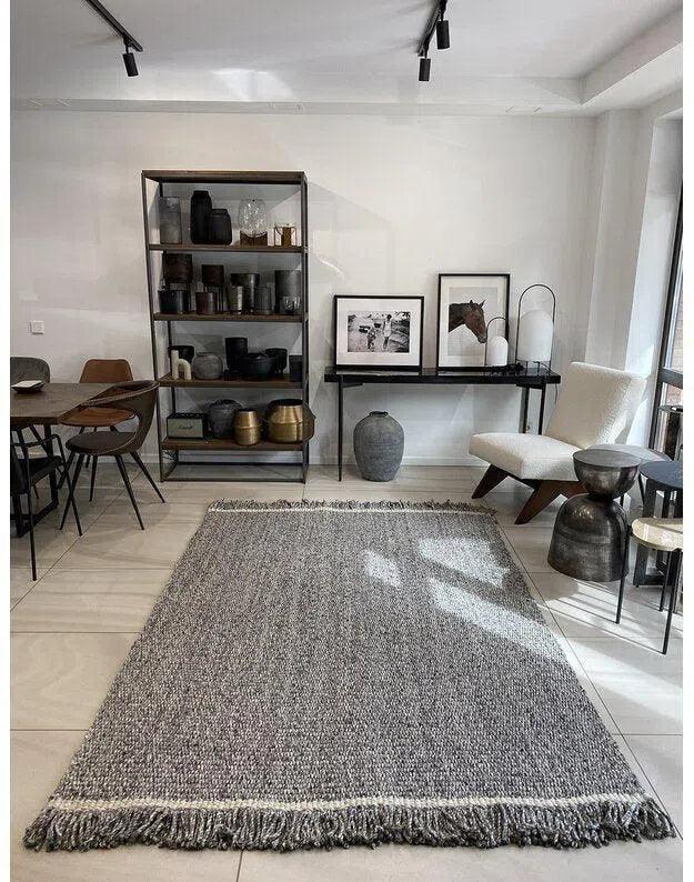 Elmo Grey Solid Handmade Reversible Wool Rug By Linie Design Area Rugs LOOMLAN By Linie Design