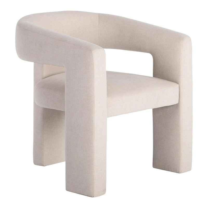 Elo Polyester and Plywood Cream Armless Chair Club Chairs LOOMLAN By Moe's Home