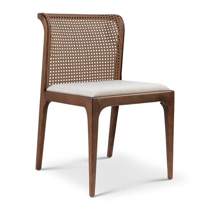 Eloa Fabric Upholstered Cane Armless Side Chair Dining Chairs LOOMLAN By Urbia