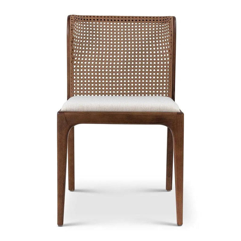 Eloa Fabric Upholstered Cane Armless Side Chair Dining Chairs LOOMLAN By Urbia