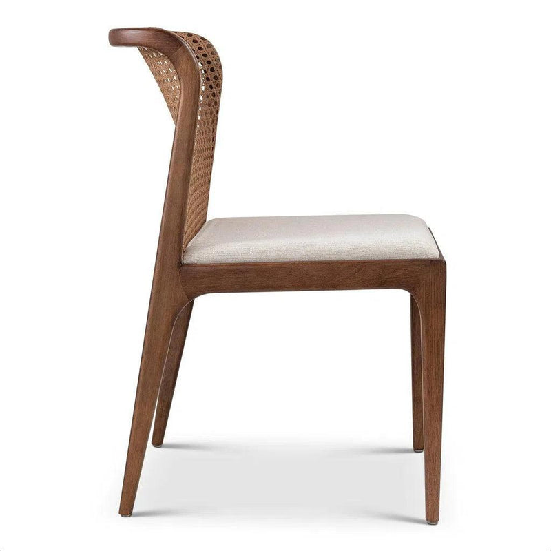 Eloa Fabric Upholstered Cane Armless Side Chair Dining Chairs LOOMLAN By Urbia