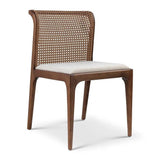 Eloa Fabric Upholstered Cane Armless Side Chair Dining Chairs LOOMLAN By Urbia