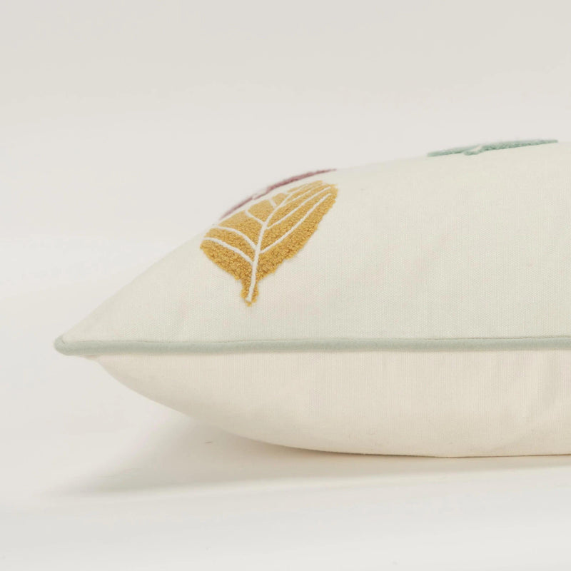 Embroidered Botanical Gold Lumbar Pillow With Insert Throw Pillows LOOMLAN By LOOMLAN