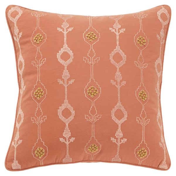 Embroidered Botanical Orange Couch Pillow With Insert Throw Pillows LOOMLAN By LOOMLAN