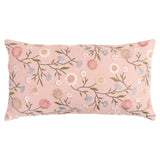 Embroidered Floral Pink Lumbar Pillow With Insert Throw Pillows LOOMLAN By LOOMLAN