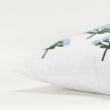 Embroidery Botanical Blue Couch Pillow With Insert Throw Pillows LOOMLAN By LOOMLAN