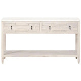 Emerie 2-Drawer Entry Console White Wash Pine White Quartz Console Tables LOOMLAN By Essentials For Living