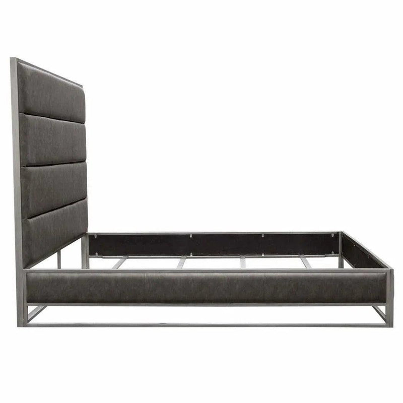 Empire Weathered Grey Leather Bed Frame Beds LOOMLAN By Diamond Sofa