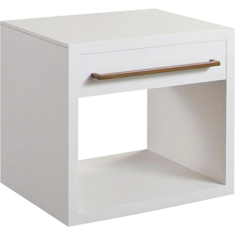 Encore Solid Mango Wood 1-Drawer End Table in White Finish Side Tables LOOMLAN By Diamond Sofa