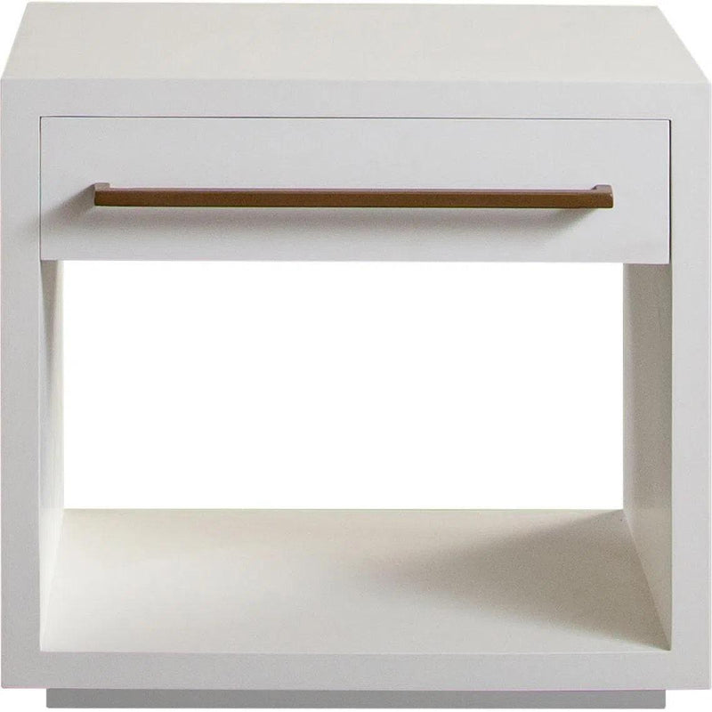 Encore Solid Mango Wood 1-Drawer End Table in White Finish Side Tables LOOMLAN By Diamond Sofa