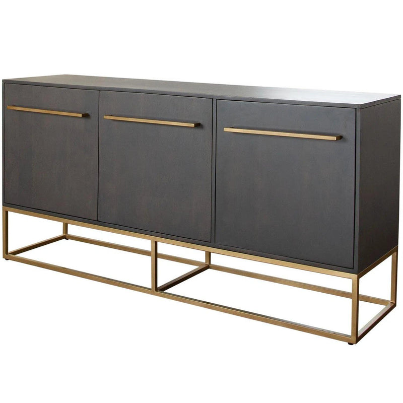 Encore Solid Mango Wood 3-Door Sideboard in Grey Oak Finish Sideboards LOOMLAN By Diamond Sofa