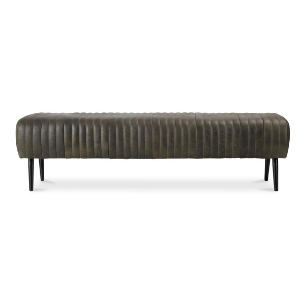 Endora Top Grain Leather and Iron Coffee Black Bench Bedroom Benches LOOMLAN By Moe's Home