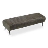 Endora Top Grain Leather and Iron Coffee Black Bench Bedroom Benches LOOMLAN By Moe's Home