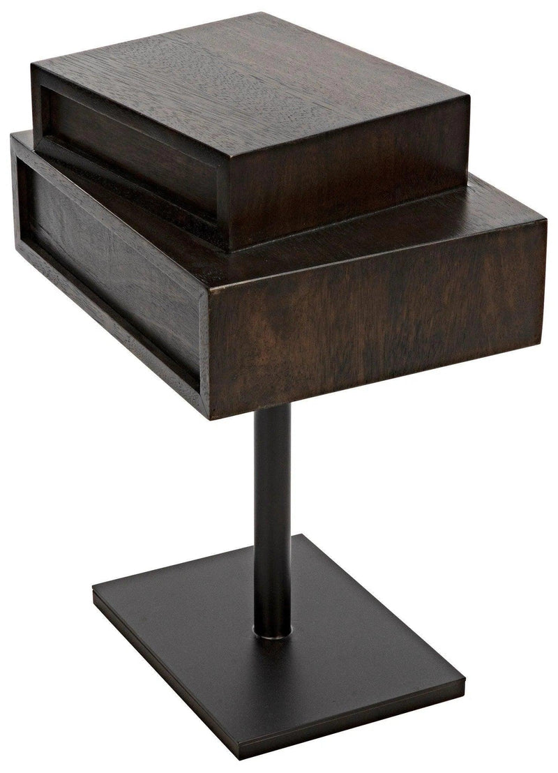 Enola Side Table, Ebony Walnut with Steel Base Side Tables LOOMLAN By Noir