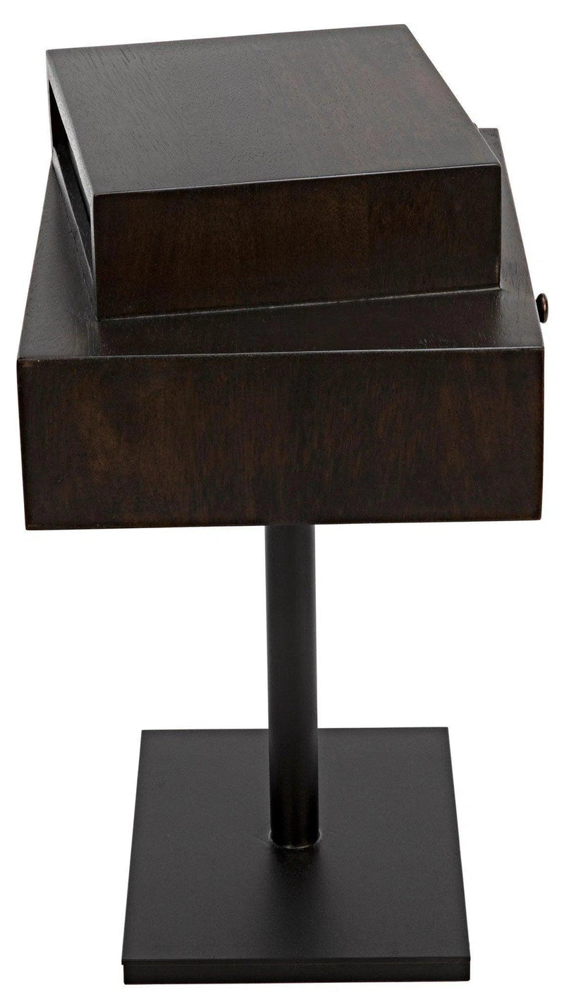 Enola Side Table, Ebony Walnut with Steel Base Side Tables LOOMLAN By Noir