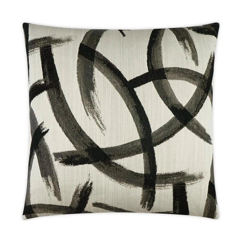 Enso Zinc Abstract Black Grey Large Throw Pillow With Insert Throw Pillows LOOMLAN By D.V. Kap