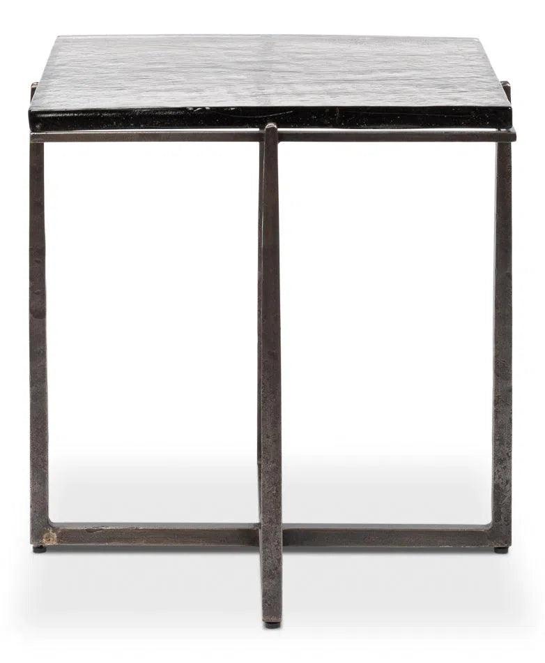 Erik Forged Iron Grey Square Side Table Side Tables LOOMLAN By Sarreid