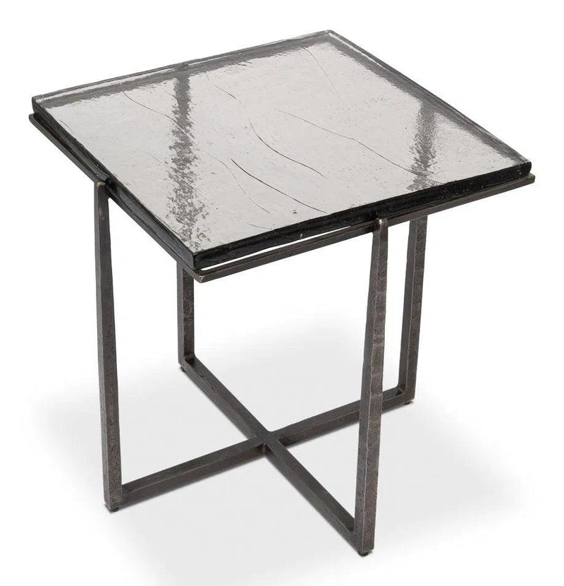 Erik Forged Iron Grey Square Side Table Side Tables LOOMLAN By Sarreid