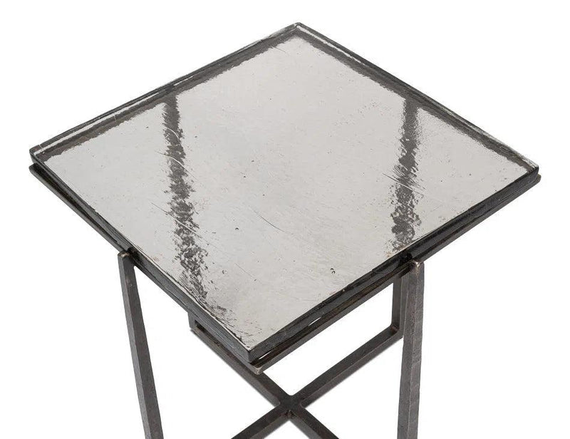 Erik Forged Iron Grey Square Side Table Side Tables LOOMLAN By Sarreid