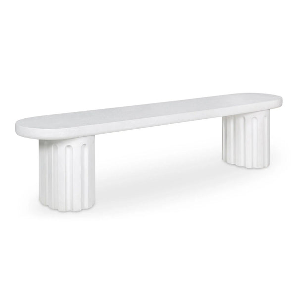 Eris White Concrete and Steel Outdoor Dining Bench Outdoor Benches LOOMLAN By Moe's Home