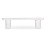 Eris White Concrete and Steel Outdoor Dining Bench Outdoor Benches LOOMLAN By Moe's Home