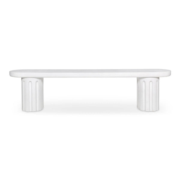 Eris White Concrete and Steel Outdoor Dining Bench Outdoor Benches LOOMLAN By Moe's Home