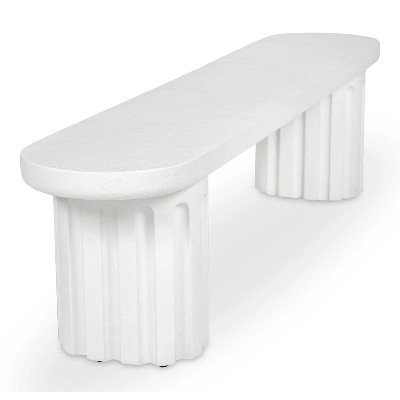 Eris White Concrete and Steel Outdoor Dining Bench Outdoor Benches LOOMLAN By Moe's Home