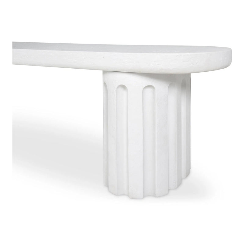 Eris White Concrete and Steel Outdoor Dining Bench Outdoor Benches LOOMLAN By Moe's Home