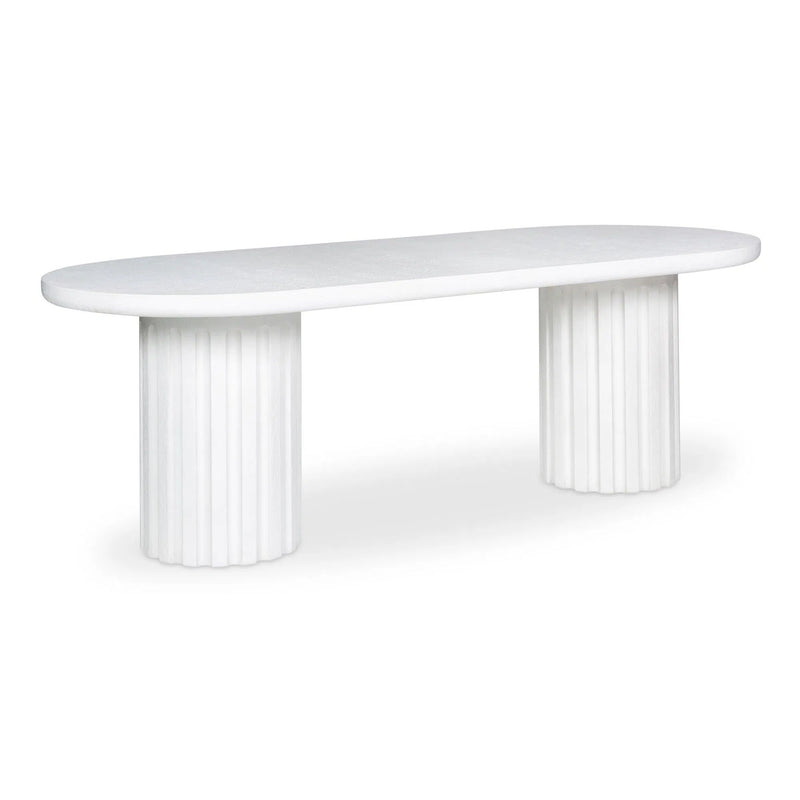 Eris White Concrete and Steel Oval Outdoor Dining Table Outdoor Dining Tables LOOMLAN By Moe's Home