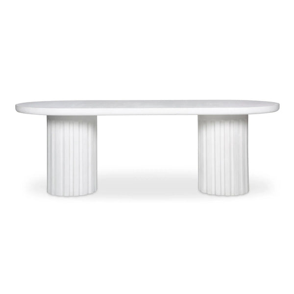 Eris White Concrete and Steel Oval Outdoor Dining Table Outdoor Dining Tables LOOMLAN By Moe's Home