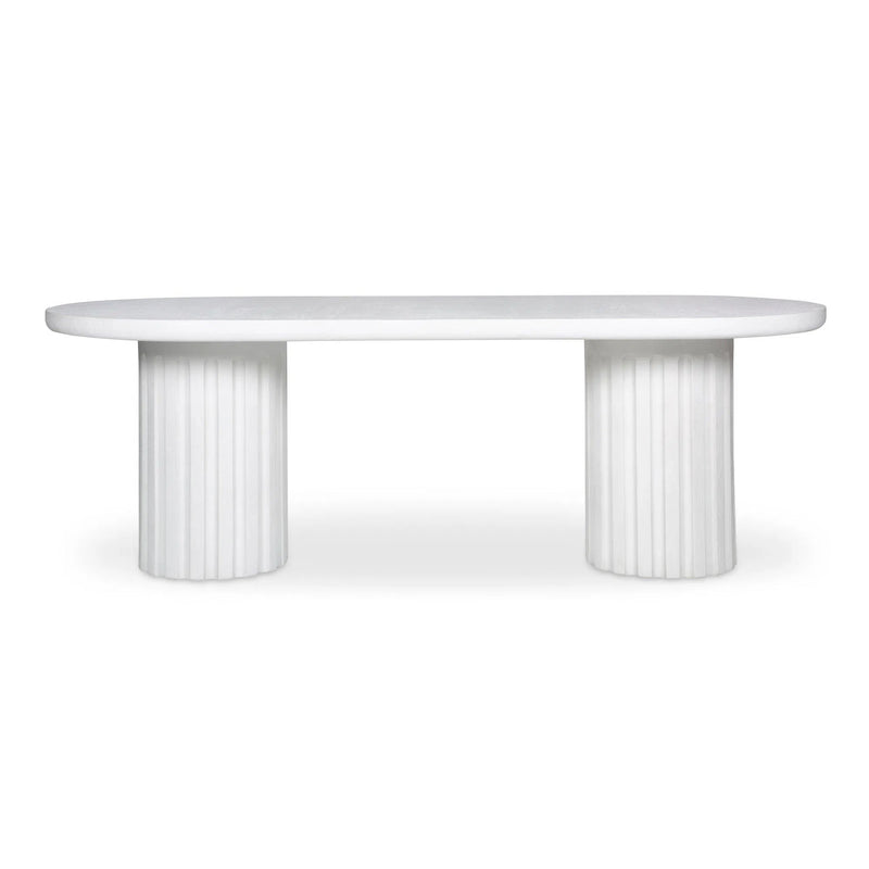 Eris White Concrete and Steel Oval Outdoor Dining Table Outdoor Dining Tables LOOMLAN By Moe's Home