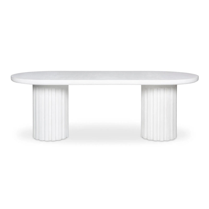 Eris White Concrete and Steel Oval Outdoor Dining Table Outdoor Dining Tables LOOMLAN By Moe's Home