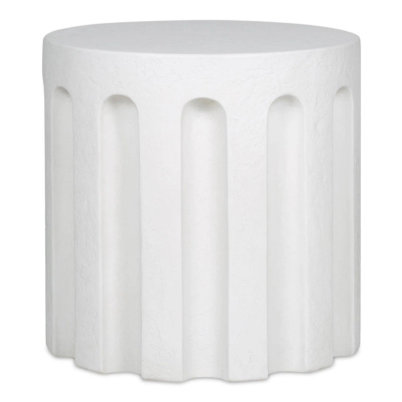 Eris White Concrete Outdoor Round Accent Table Outdoor Side Tables LOOMLAN By Moe's Home