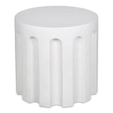 Eris White Concrete Outdoor Round Accent Table Outdoor Side Tables LOOMLAN By Moe's Home