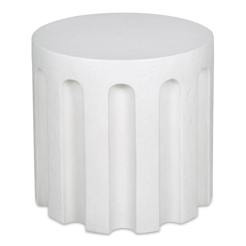 Eris White Concrete Outdoor Round Accent Table Outdoor Side Tables LOOMLAN By Moe's Home