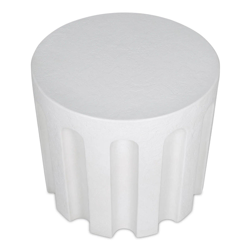 Eris White Concrete Outdoor Round Accent Table Outdoor Side Tables LOOMLAN By Moe's Home