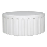 Eris White Concrete Outdoor Round Coffee Table Outdoor Coffee Tables LOOMLAN By Moe's Home