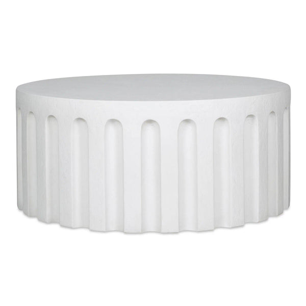 Eris White Concrete Outdoor Round Coffee Table Outdoor Coffee Tables LOOMLAN By Moe's Home