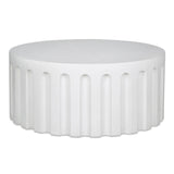 Eris White Concrete Outdoor Round Coffee Table Outdoor Coffee Tables LOOMLAN By Moe's Home