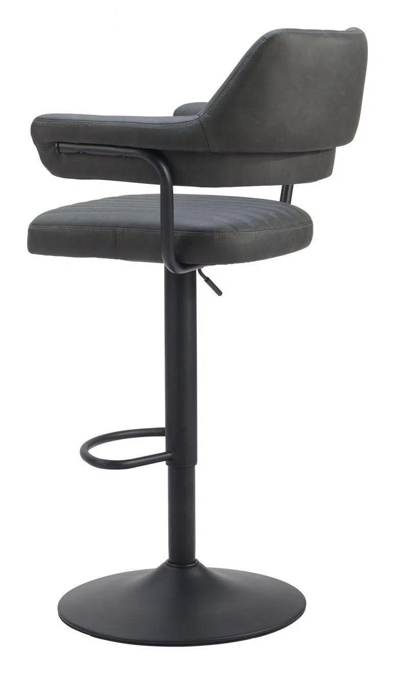 Erret Wood and Steel Grey Barstool Bar Stools LOOMLAN By Zuo Modern