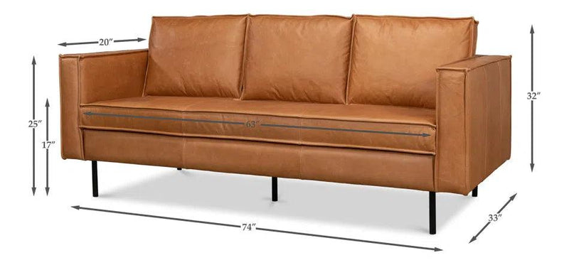 Esprit Leather Sofa Mid-Century Modern Sofas & Loveseats LOOMLAN By Sarreid