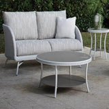 Essence 20" Round End Table with Taupe Glass Lloyd Flanders Outdoor Side Tables LOOMLAN By Lloyd Flanders