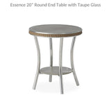 Essence 20" Round End Table with Taupe Glass Lloyd Flanders Outdoor Side Tables LOOMLAN By Lloyd Flanders