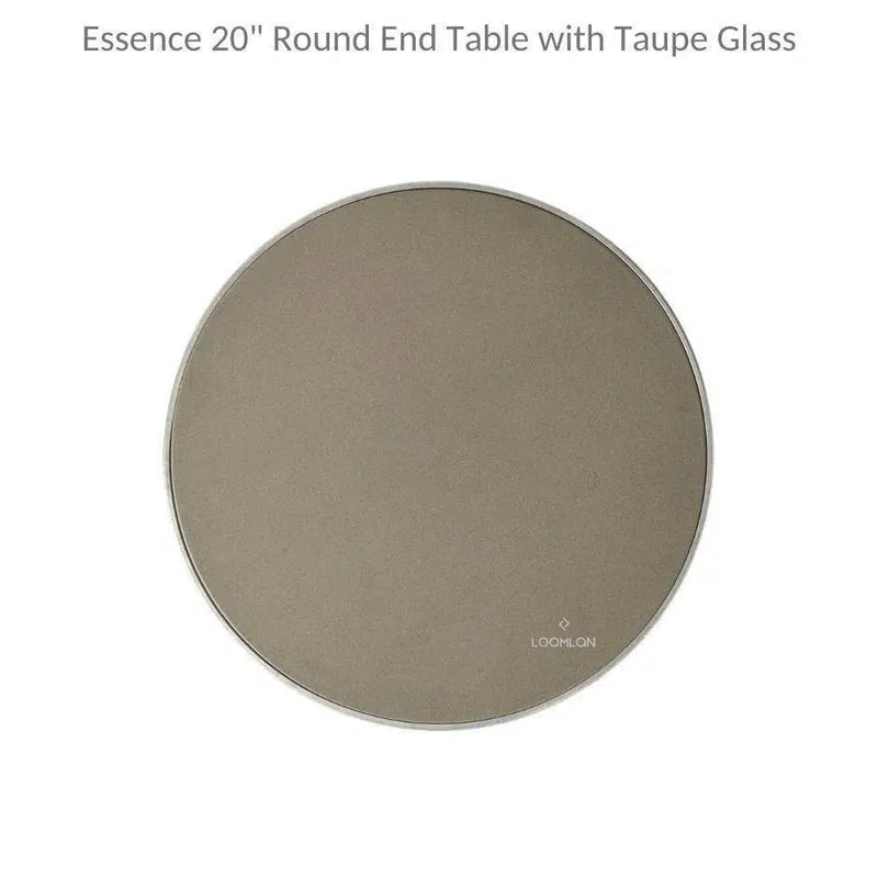 Essence 20" Round End Table with Taupe Glass Lloyd Flanders Outdoor Side Tables LOOMLAN By Lloyd Flanders