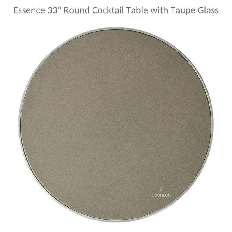 Essence 33" Round Cocktail Table with Taupe Glass Lloyd Flanders Outdoor Coffee Tables LOOMLAN By Lloyd Flanders