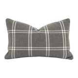 Essential Grey Checkered Lumbar Performance Throw Pillow With Insert - Set of 2 Throw Pillows LOOMLAN By Essentials For Living