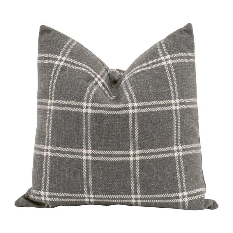 Essential Grey Checkered Performance Throw Pillow With Insert - Set of 2 Throw Pillows LOOMLAN By Essentials For Living