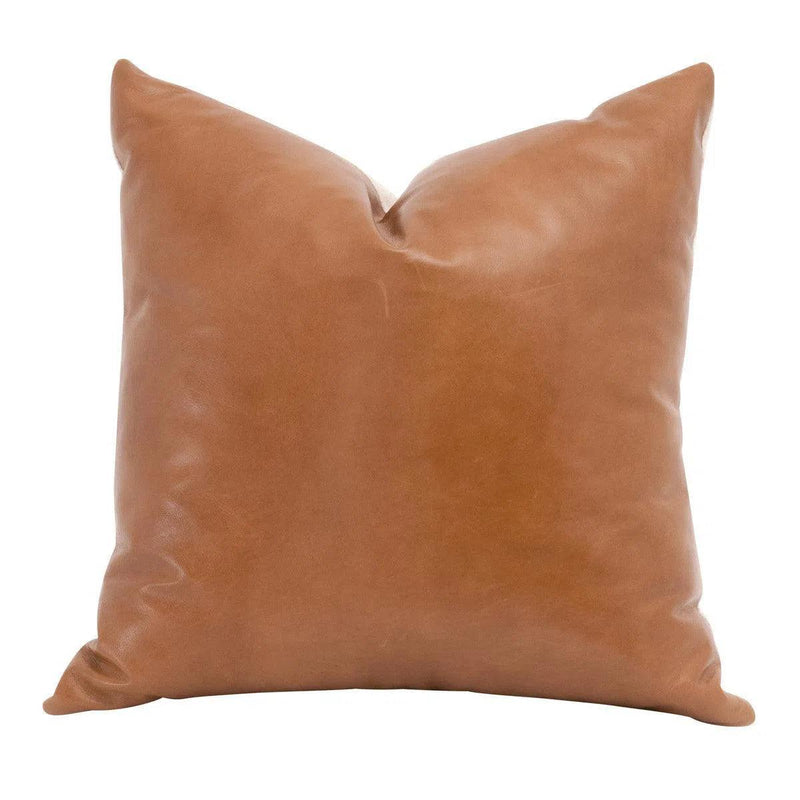 Essential Whiskey Brown Leather Throw Pillow With Insert - Set of 2 Throw Pillows LOOMLAN By Essentials For Living