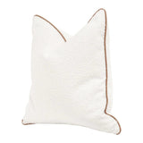 Essential White Boucle With Leather Piping Throw Pillow With Insert - Set of 2 Throw Pillows LOOMLAN By Essentials For Living