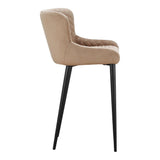 Etta Polyester Velvet and Metal Greyish Brown Counter Stool Counter Stools LOOMLAN By Moe's Home